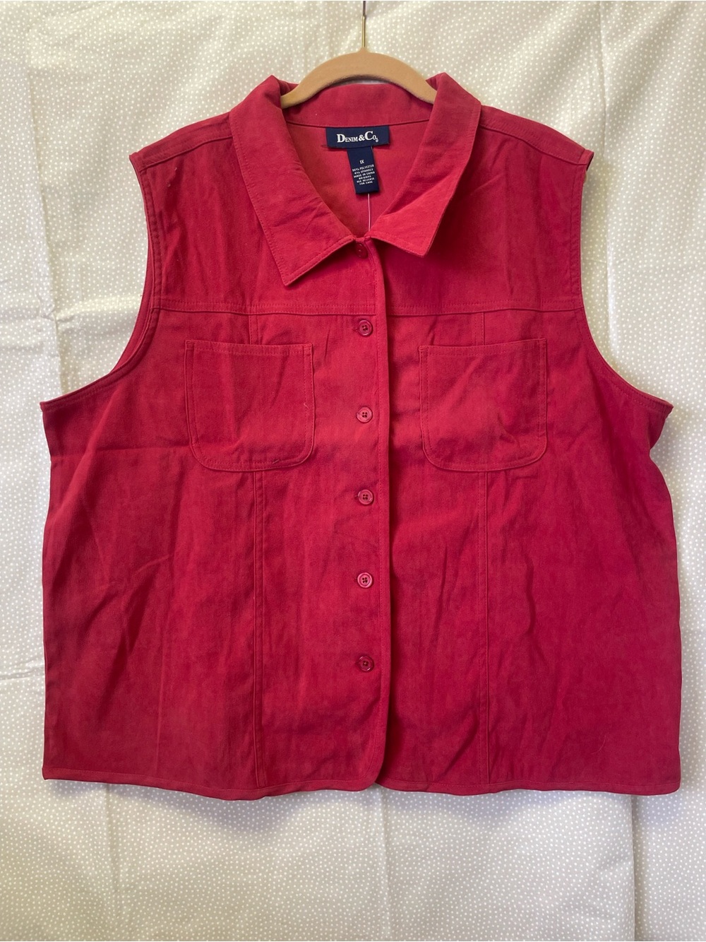 Donna & Co. Vintage Red Button Down Sleeveless Vest NWT 1X